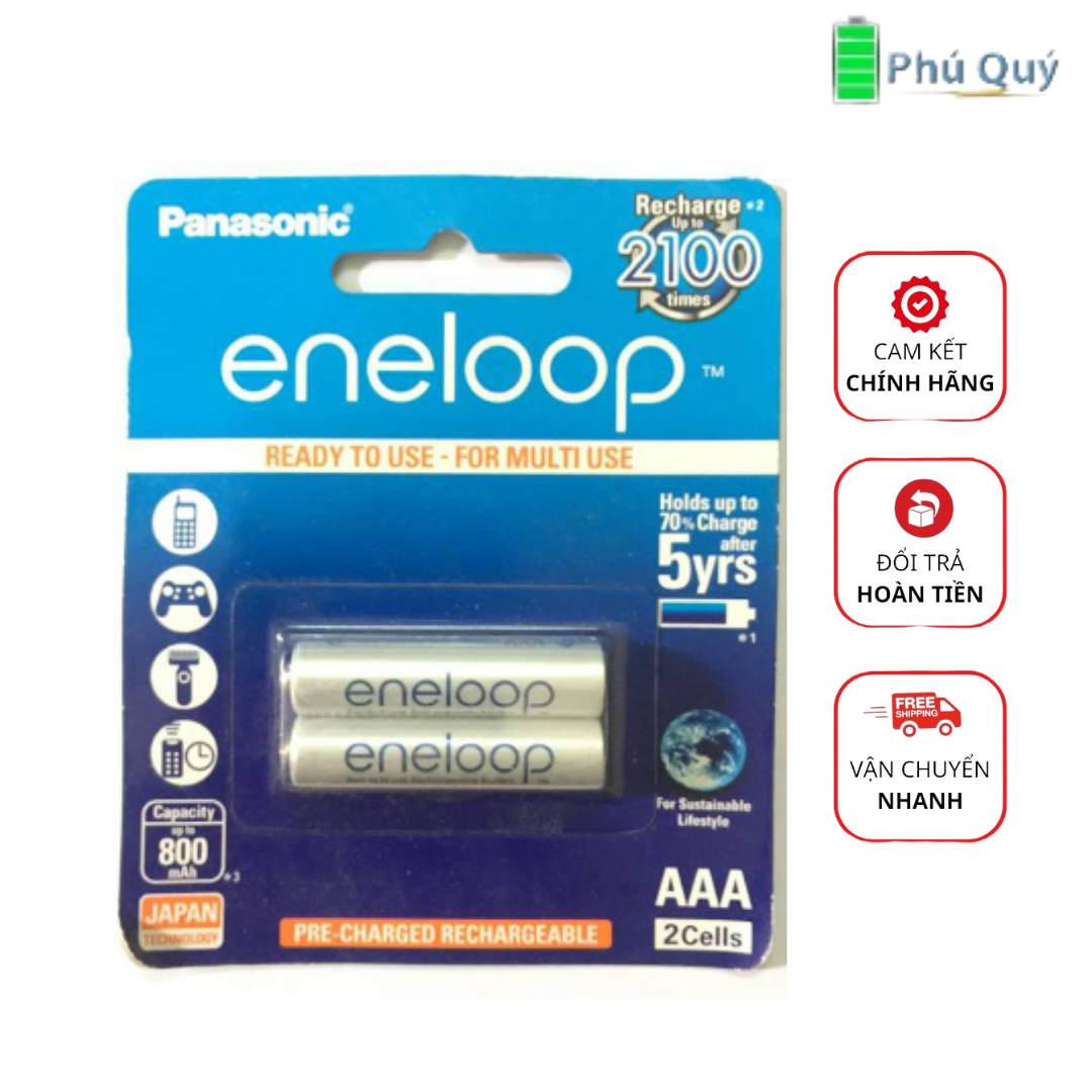 Pin đũa sạc AAA Panasonic Eneloop Ni-Mh 1.2V 800mAh vỉ 2 viên